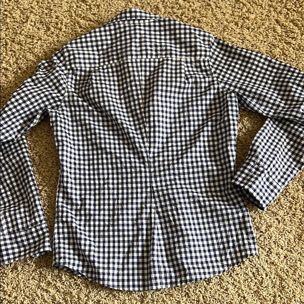 Frank & Eileen Barry crinkled Blue Checkered Shirt. S - Picture 9 of 9